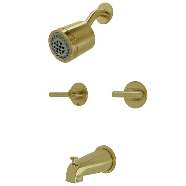 Kingston Brass KBX8147CML Two-Handle Tub and Shower Faucet, Brushed Brass KBX8147CML